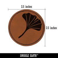 Ginkgo Leaf Round Iron-On Engraved Faux Leather Patch Applique - 2.5"