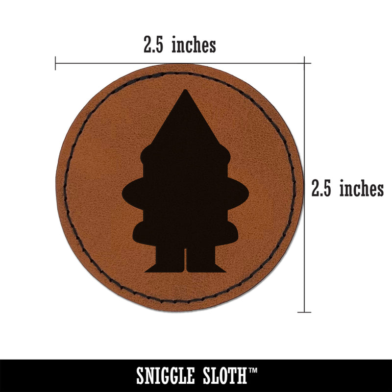 Gnome Solid Round Iron-On Engraved Faux Leather Patch Applique - 2.5"