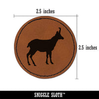 Goat Right Facing Solid Round Iron-On Engraved Faux Leather Patch Applique - 2.5"