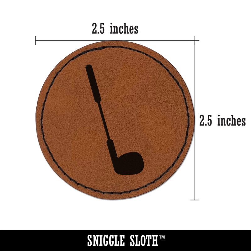 Golf Club Round Iron-On Engraved Faux Leather Patch Applique - 2.5"