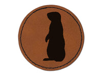 Gopher Solid Round Iron-On Engraved Faux Leather Patch Applique - 2.5"