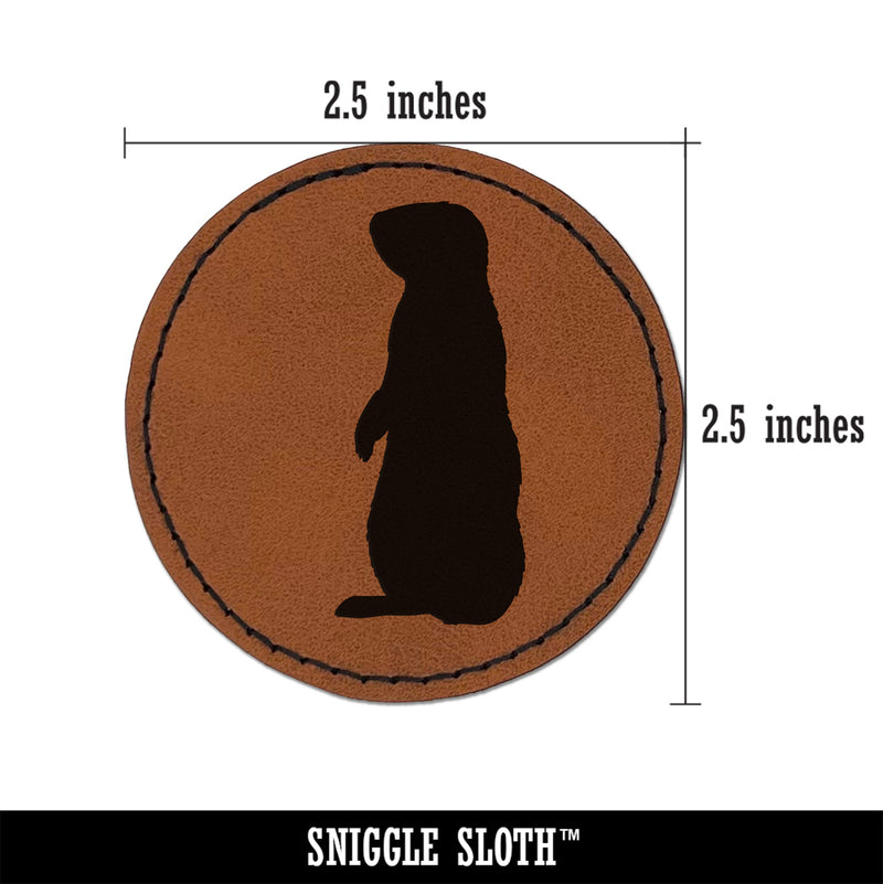 Gopher Solid Round Iron-On Engraved Faux Leather Patch Applique - 2.5"