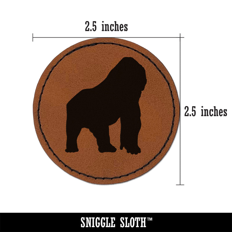 Gorilla Solid Round Iron-On Engraved Faux Leather Patch Applique - 2.5"