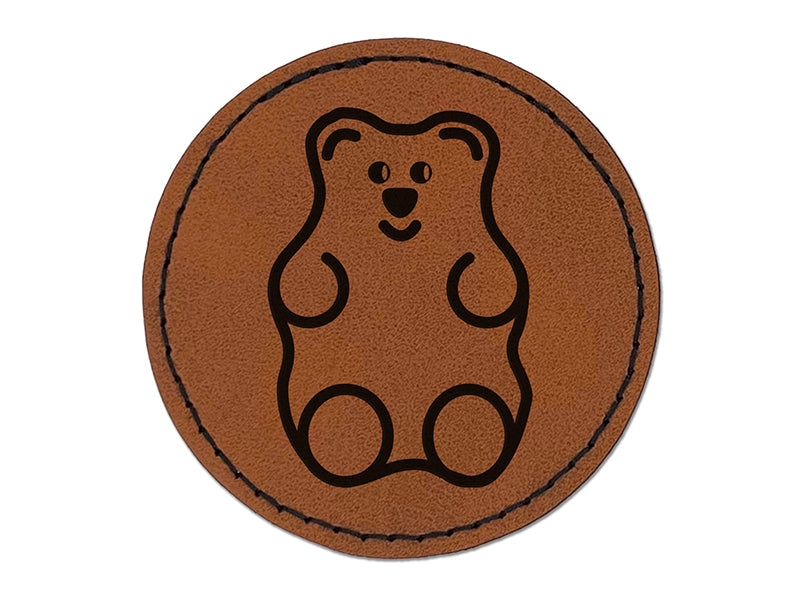 Gummi Bear Candy Round Iron-On Engraved Faux Leather Patch Applique - 2.5"