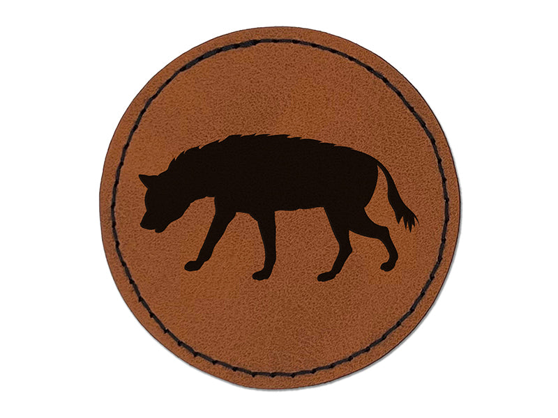 Hyena Solid Round Iron-On Engraved Faux Leather Patch Applique - 2.5"