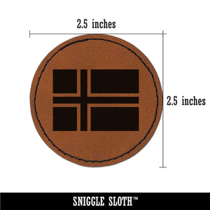 Iceland Flag Round Iron-On Engraved Faux Leather Patch Applique - 2.5"