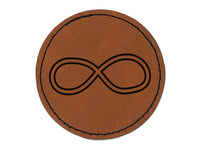 Infiniti Symbol Sketch Outline Round Iron-On Engraved Faux Leather Patch Applique - 2.5"