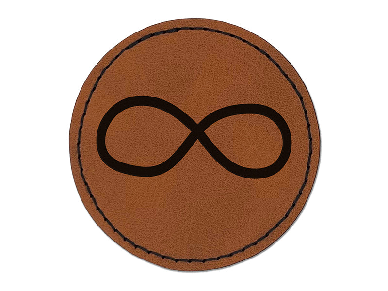 Infiniti Symbol Sketch Solid Round Iron-On Engraved Faux Leather Patch Applique - 2.5"