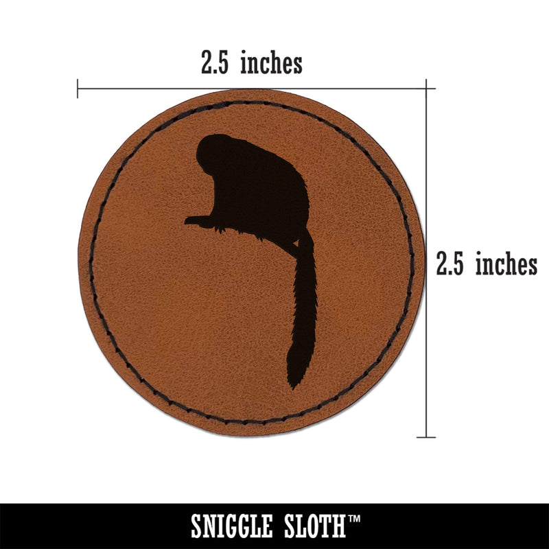 Squirrel Monkey Solid Round Iron-On Engraved Faux Leather Patch Applique - 2.5"