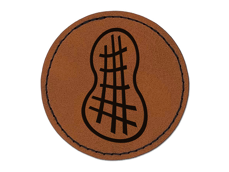 Peanut Doodle Round Iron-On Engraved Faux Leather Patch Applique - 2.5"