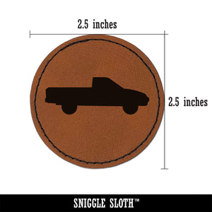 Pickup Truck Solid Round Iron-On Engraved Faux Leather Patch Applique - 2.5"