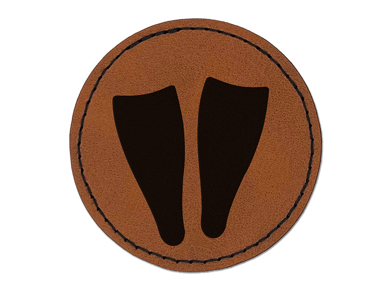 Scuba Snorkel Fins Round Iron-On Engraved Faux Leather Patch Applique - 2.5"