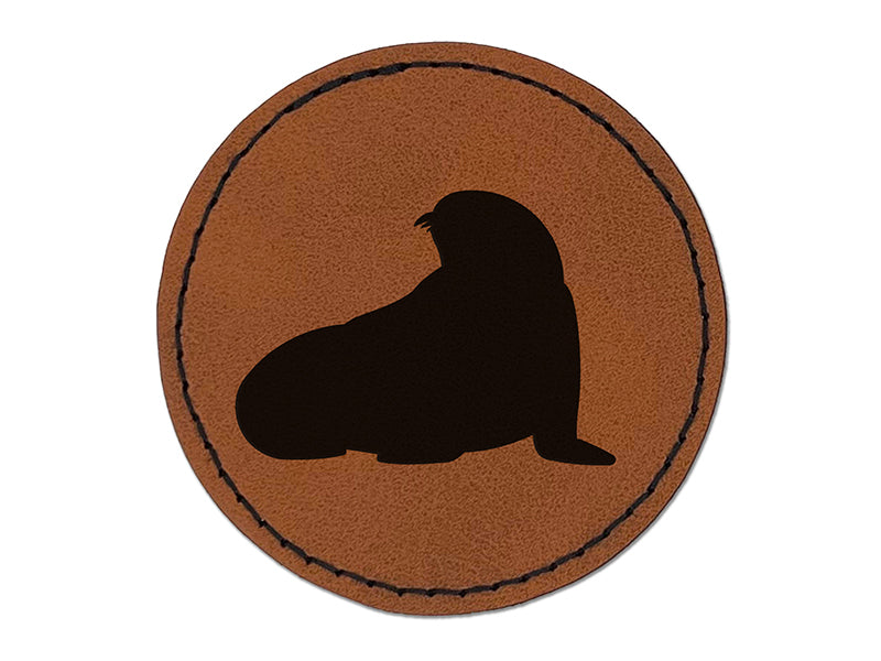 Seal Solid Round Iron-On Engraved Faux Leather Patch Applique - 2.5"