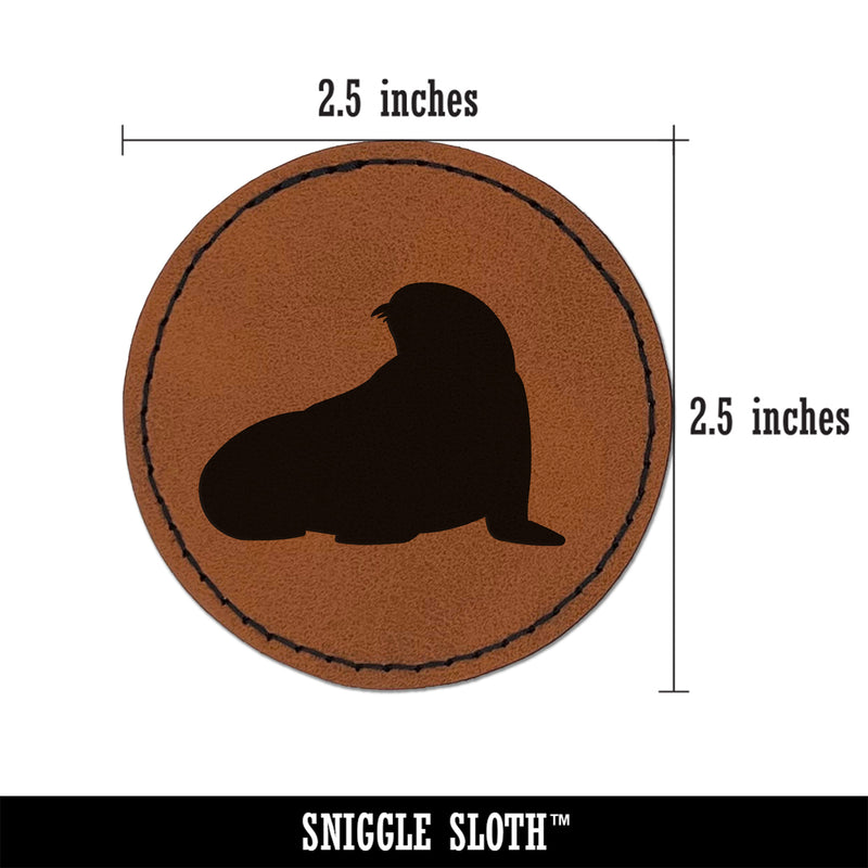 Seal Solid Round Iron-On Engraved Faux Leather Patch Applique - 2.5"