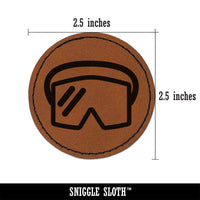 Skiing Mask Round Iron-On Engraved Faux Leather Patch Applique - 2.5"
