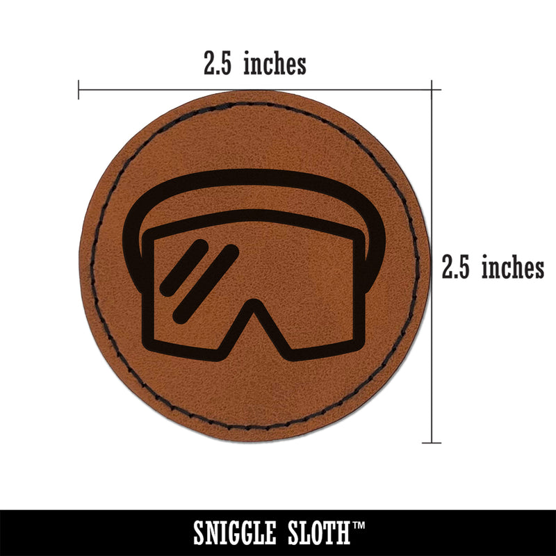 Skiing Mask Round Iron-On Engraved Faux Leather Patch Applique - 2.5"