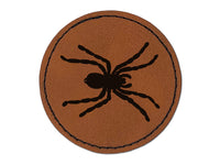 Spider Solid Round Iron-On Engraved Faux Leather Patch Applique - 2.5"