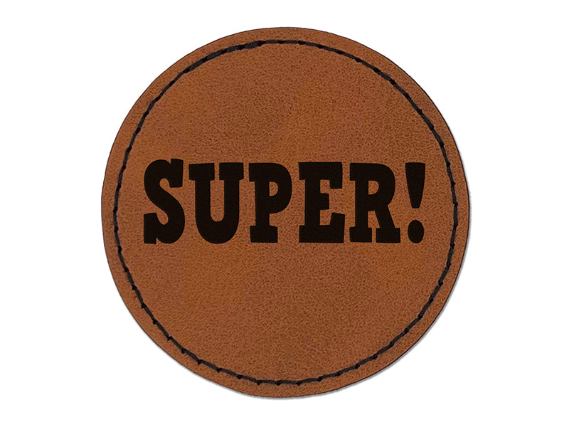 Super Fun Text Teacher School Round Iron-On Engraved Faux Leather Patch Applique - 2.5"