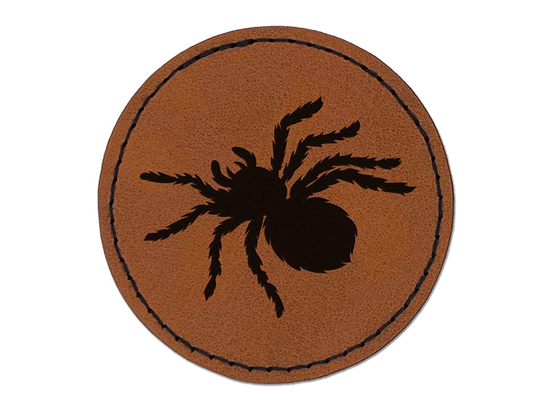 Tarantula Spider Solid Round Iron-On Engraved Faux Leather Patch Applique - 2.5"