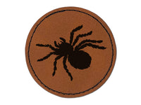 Tarantula Spider Solid Round Iron-On Engraved Faux Leather Patch Applique - 2.5"