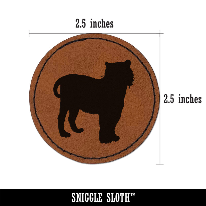 Tiger Solid Round Iron-On Engraved Faux Leather Patch Applique - 2.5"
