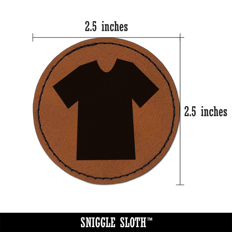 T-Shirt Laundry Solid Round Iron-On Engraved Faux Leather Patch Applique - 2.5"