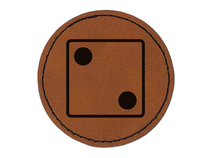 Two 2 Dice Die Round Iron-On Engraved Faux Leather Patch Applique - 2.5"