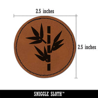 Bamboo Shoot Round Iron-On Engraved Faux Leather Patch Applique - 2.5"