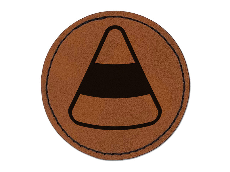 Candy Corn Halloween Round Iron-On Engraved Faux Leather Patch Applique - 2.5"