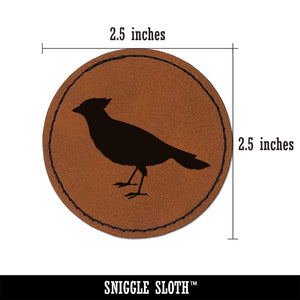 Cardinal Bird Standing Solid Round Iron-On Engraved Faux Leather Patch Applique - 2.5"