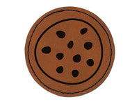 Chocolate Chip Cookie Round Iron-On Engraved Faux Leather Patch Applique - 2.5"