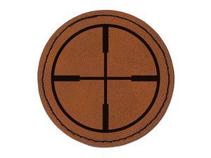 Crosshair Target Round Iron-On Engraved Faux Leather Patch Applique - 2.5"