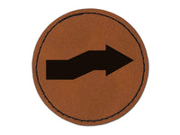 Cute Crooked Arrow Solid Round Iron-On Engraved Faux Leather Patch Applique - 2.5"