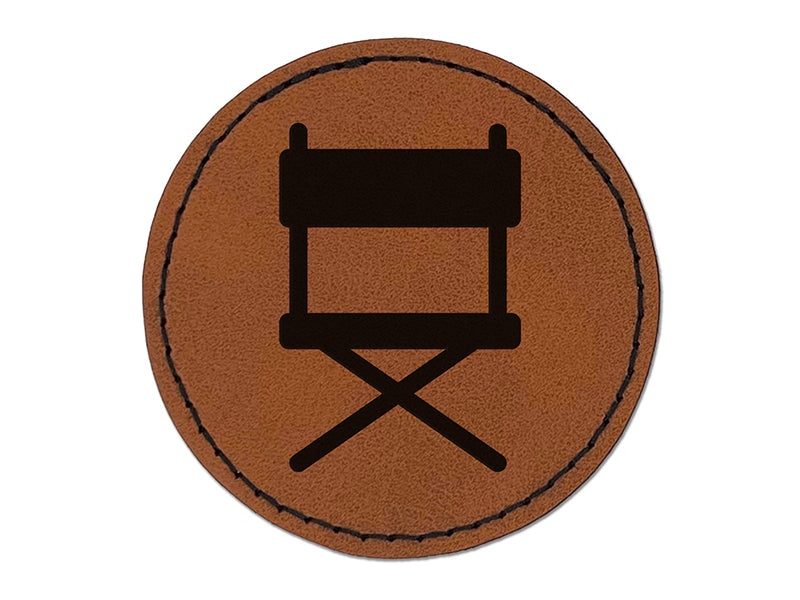 Director Movie Chair Round Iron-On Engraved Faux Leather Patch Applique - 2.5"