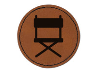 Director Movie Chair Round Iron-On Engraved Faux Leather Patch Applique - 2.5"