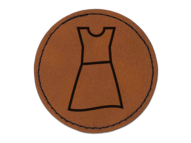 Dress Icon Clothes Fashion Round Iron-On Engraved Faux Leather Patch Applique - 2.5"