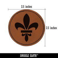 Fleur De Lis French Mardi Gras Elegant Round Iron-On Engraved Faux Leather Patch Applique - 2.5"
