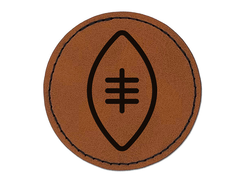 Football Icon Round Iron-On Engraved Faux Leather Patch Applique - 2.5"