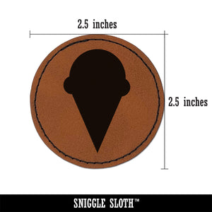 Ice Cream Cone Solid Round Iron-On Engraved Faux Leather Patch Applique - 2.5"