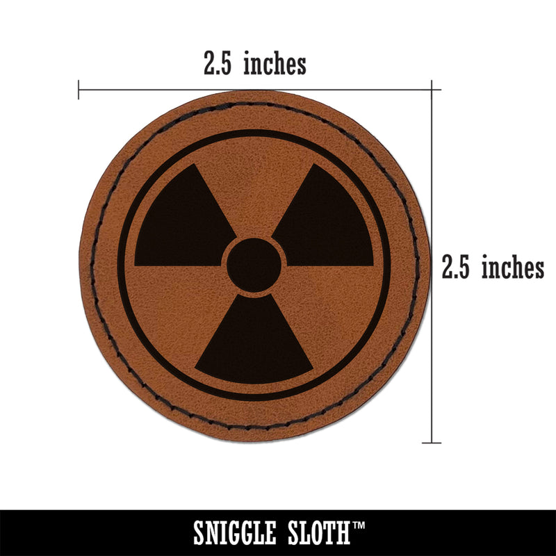 Ionizing Radiation Radioactive Trefoil Symbol Round Iron-On Engraved Faux Leather Patch Applique - 2.5"