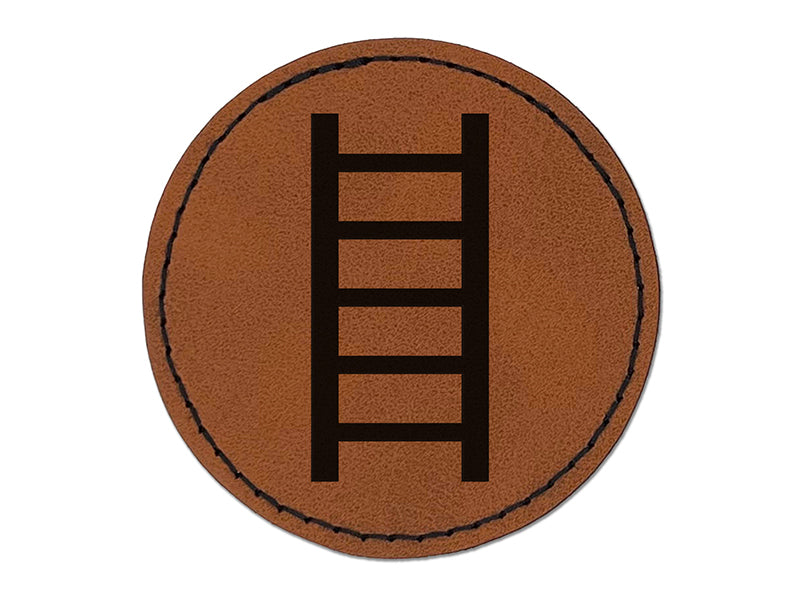 Ladder Solid Round Iron-On Engraved Faux Leather Patch Applique - 2.5"