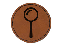 Magnifying Glass Round Iron-On Engraved Faux Leather Patch Applique - 2.5"