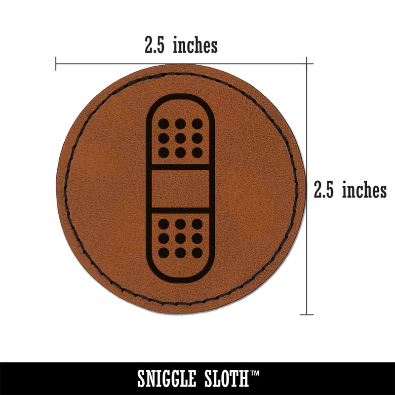 Medical Injury Bandage Round Iron-On Engraved Faux Leather Patch Applique - 2.5"