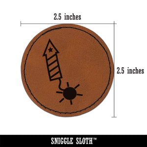 Patriotic Firework Round Iron-On Engraved Faux Leather Patch Applique - 2.5"