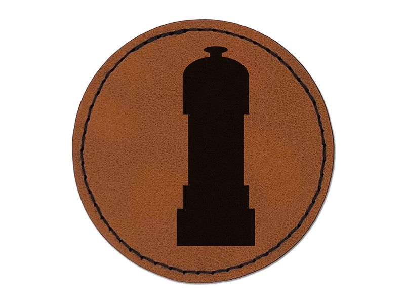 Pepper Grinder Solid Round Iron-On Engraved Faux Leather Patch Applique - 2.5"