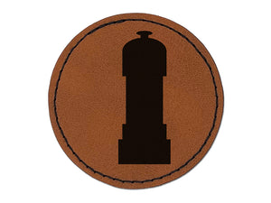 Pepper Grinder Solid Round Iron-On Engraved Faux Leather Patch Applique - 2.5"