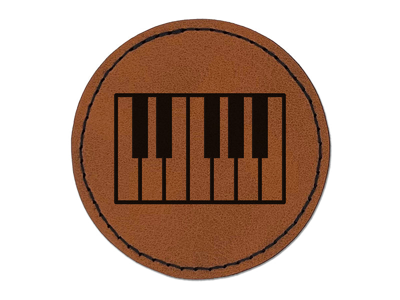 Piano Keys Octave Round Iron-On Engraved Faux Leather Patch Applique - 2.5"