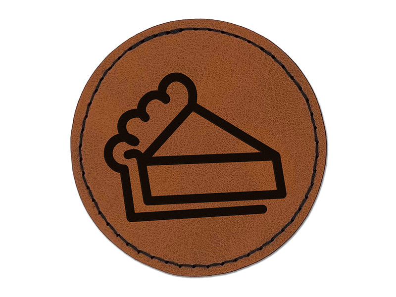 Piece of Pie Round Iron-On Engraved Faux Leather Patch Applique - 2.5"