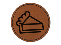 Piece of Pie Round Iron-On Engraved Faux Leather Patch Applique - 2.5"