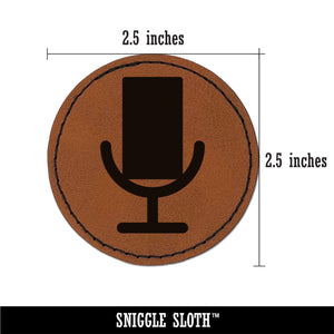 Podcast Broadcast Microphone Round Iron-On Engraved Faux Leather Patch Applique - 2.5"
